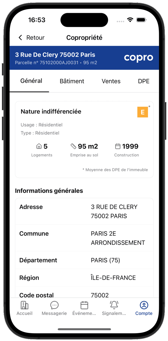 Application Copro - Informations copropriété